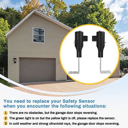 Image of Garage Door Sensors for Genie /Overhead, Garage Door Sensor GSTB-R STB-BL Compatible with Genie /Overhead Garage Door Opener Made After 1993, Item Includes Two Sensors (Receiving&Sending)