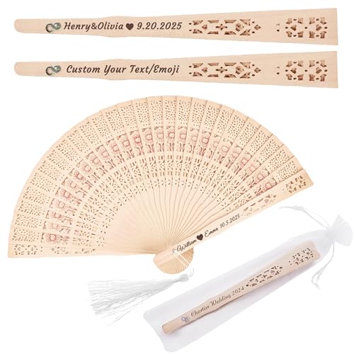 20 Piezas Abanicos Personalizados de Madera de sándalo para