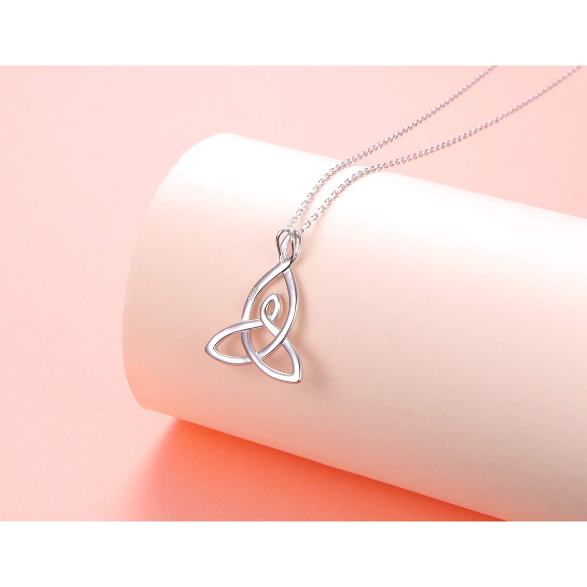 DAOCHONG 925 Sterling Silber viel Glück Irischer Schmuck Keltischer Knoten Halskette mit Anhänger für Frauen