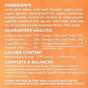 Easy Meals Venture – Lamb Recipe – Freeze Dried Uncooked Meals for Canine – 24oz