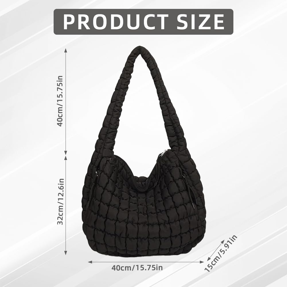 Aucuu Sac Fourre-tout Matelassé, Sac Matelassé Femme, Sac à Main Matelassé Femme en Nylon, grand sac à main rembourré en duvet de coton doux, Sac Fourre-tout Rembourré Matelassé Mode Décontracté