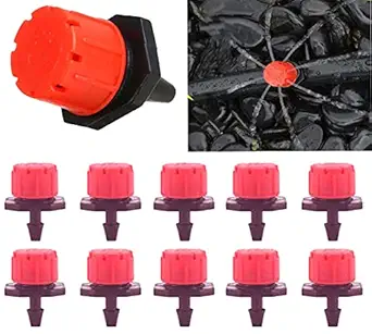 DIY Crafts Micro Drip Irrigation Kit System Blank Distribution Tubing Irrigation Sprinkler System Kit Self Plant Garden Hose Watering Kit (5-50 Only Red Dripper) (50 Pcs, Only Red Dripper)