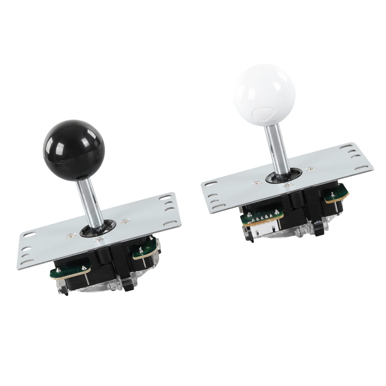 HERCHR 2 Giocatori Giochi Arcade Fai-da-Te Encoder Joystick Pulsanti Arcade Set 2 Maniglie Joystick Ovali Ellipse 20 Pulsanti Arcade(Nero+Bianco)