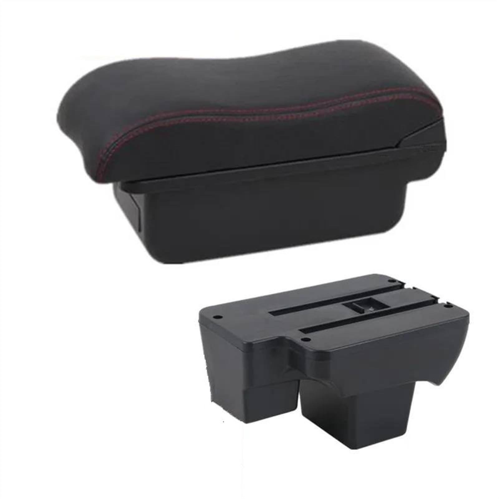 NOHEEU Car Armrest Box Dedicated Retrofit Parts 2019-2024 Storage Accessories For Polo(A Red black No USB)