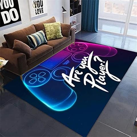PEIHUODAN Area Rugs Gamepad 3D Hip Hop Graffiti Large Living Room Carpet Multicolor Teen Boys and Girls Modern Bedroom Carpet Non-slip Polyester Game Control Buttons Floor Mat (Colour3,80 x 120 cm) Cover