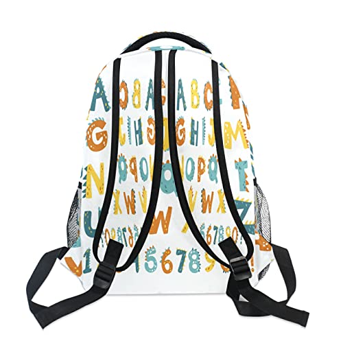 Cute Alphabet Dinosaur Kids Backpack for Boys Girls,Education Rainbow Letter 16 Inch School Backpack for Elementary Preschool Kindergarten Bookbags for Teens Children Women Men College Travel Bag4