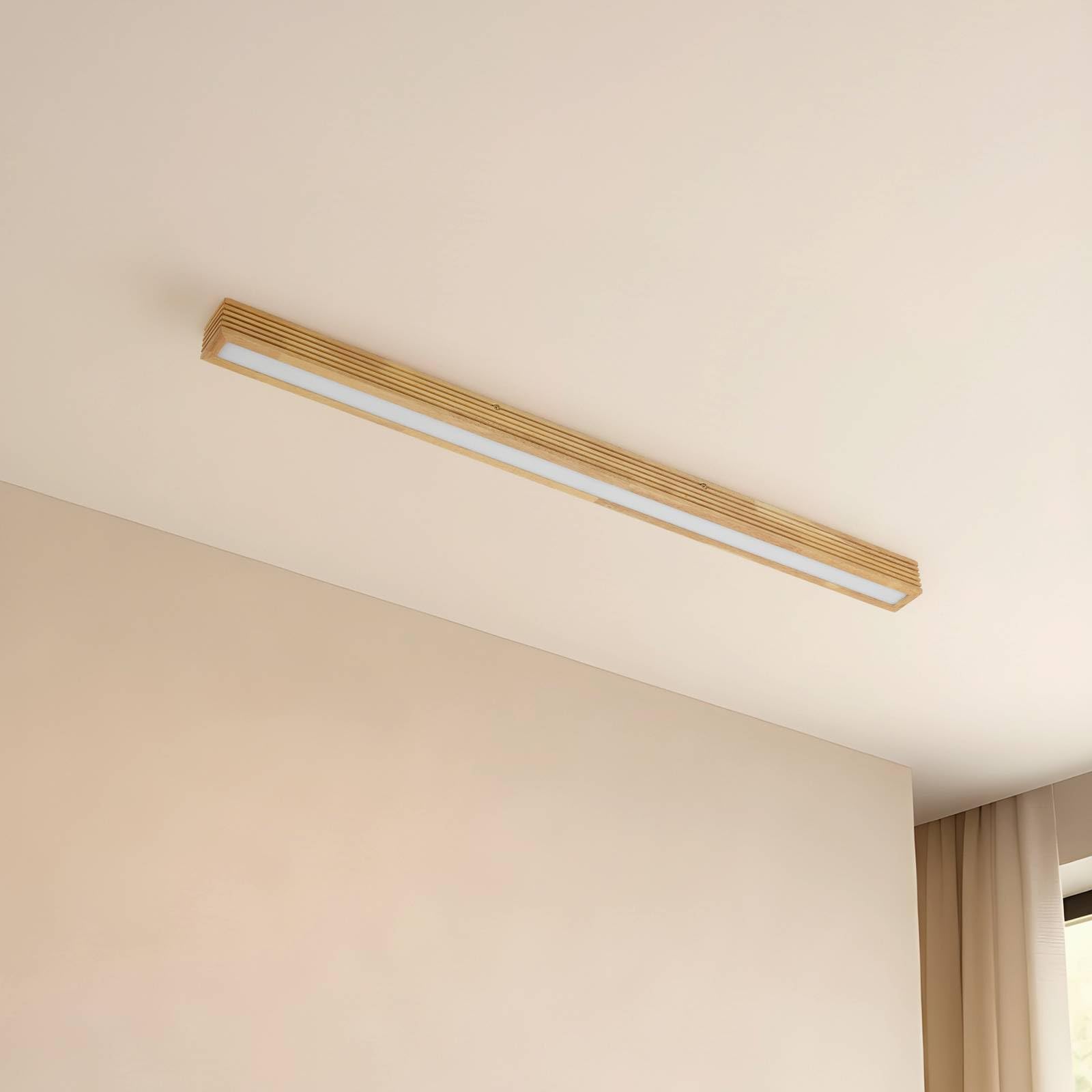Lucande LED Lámpara de techo Emara (Diseño) en Marrón hecho Madera e.o. para Salón & Comedor (1 llama, lámpara madera,