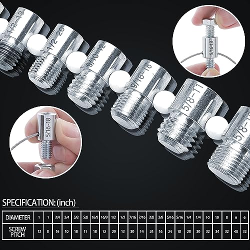 Vérificateur de filetage à écrou et à boulon (pouce) & métriques) -44 Gauges d'identification du fil de la femme et du mâle - 23 1 cm & 21 Gauges métriques, mâles/femelles pour la vérification rapide des noix et des boulons de pouce ou métrique et la vérification de la taille