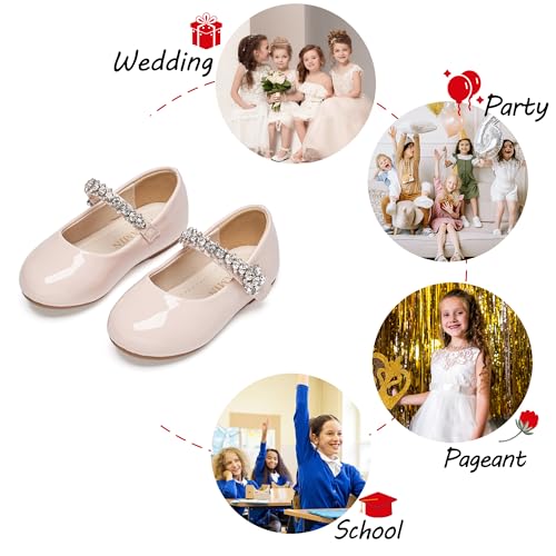 Image of PHIRAMIN Toddler Flower Girl Glitter Dress Shoes Little Girl Ballet Flats Bow Wedding Party