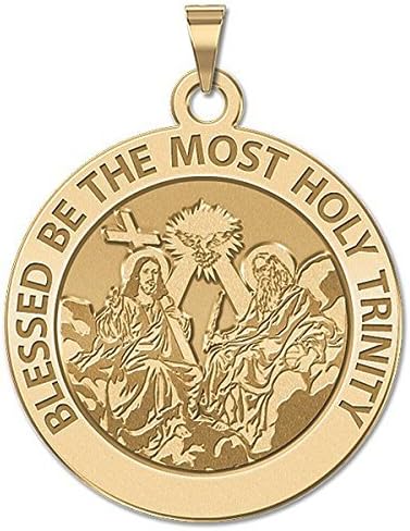 PicturesOnGold.com Holy Trinity Religious Medal - 2/3 Inch Size of Dime, Sterling Silver - Image 2