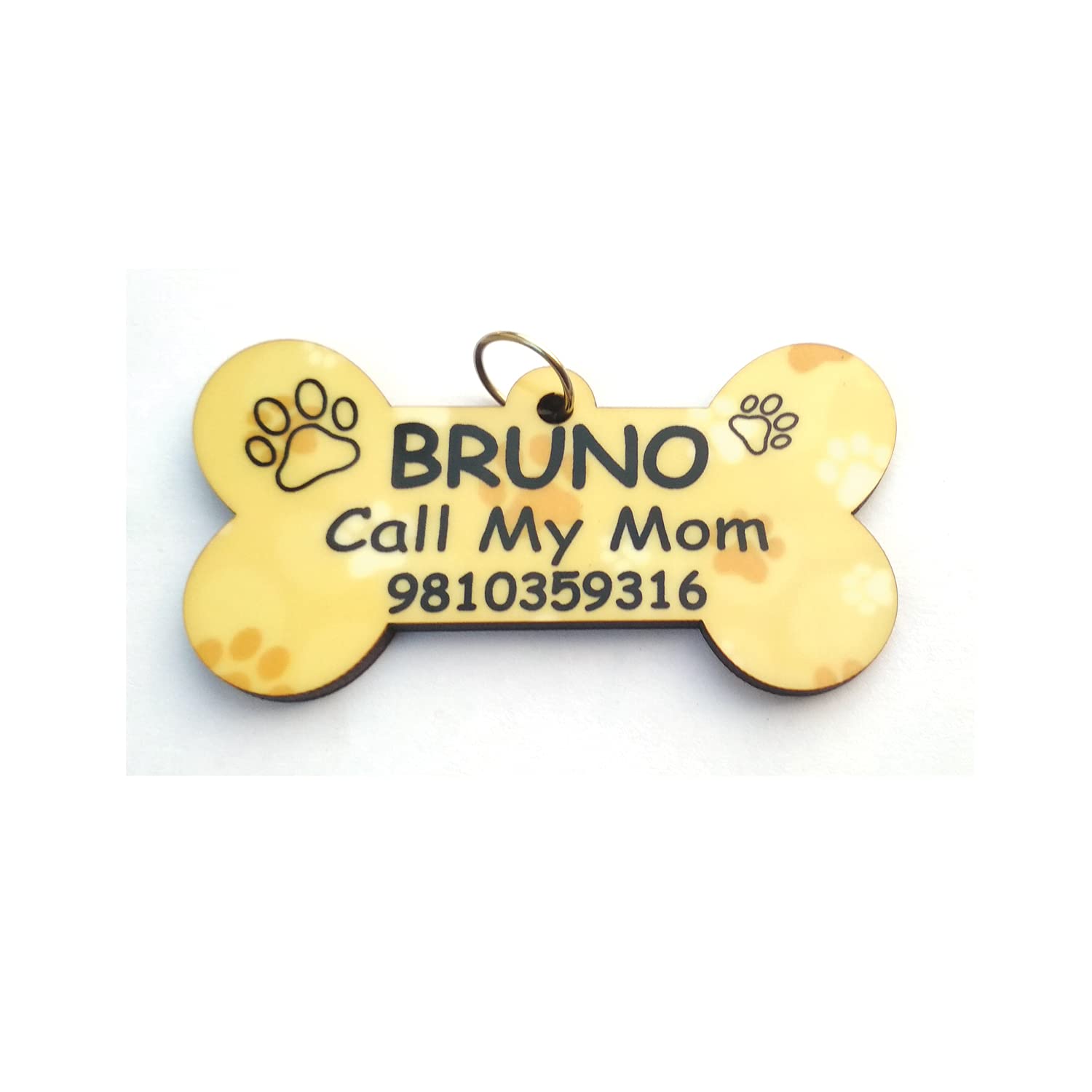 Printjas Personalised Dog Cat ID Name and Number Tags Dog Everyday Collar Bone Shap (Small, Brown) (B09CDFGPH8) Amazon Price History, Amazon Price Tracker