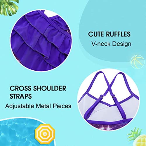 Little Girls Galaxy One Piece Swimsuit Novelty Starry Sky Print Swimwear Quick Dry Upf 50+ Bathing Suit For Summer Holiday Vacation Beach Pool 6-7 Years #TOP6