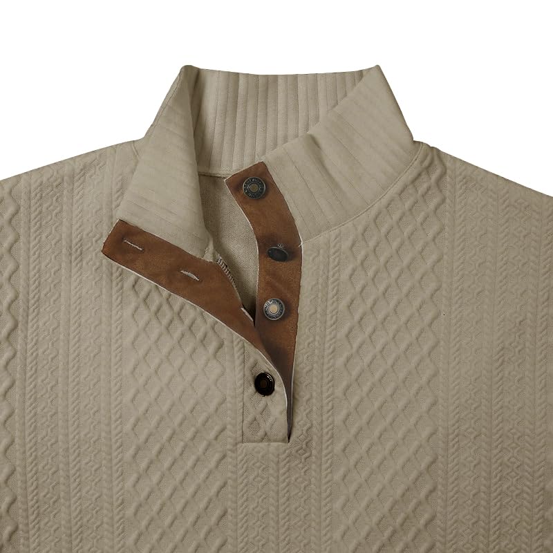 ZOCAVIA Western Waffle Sweatshirts for Men Fall Casual Button Up V Neck Henley Shirts Lapel Long Sleeve Corduroy Pullover Top2