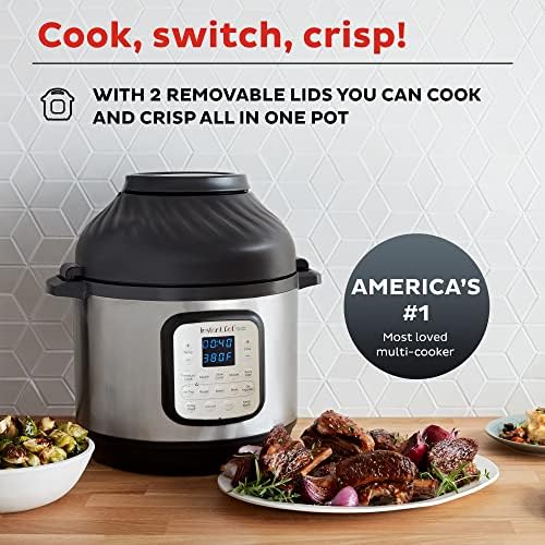 Instant Pot Duo Crisp Pressure Cooker 11 in 1, 8 Qt with Air Fryer, Roast, Bake, Dehydrate and more & Genuine Instant Pot Tempered Glass lid, Clear 10 Inch (26 cm) 8 Quart - Thumbnail 5