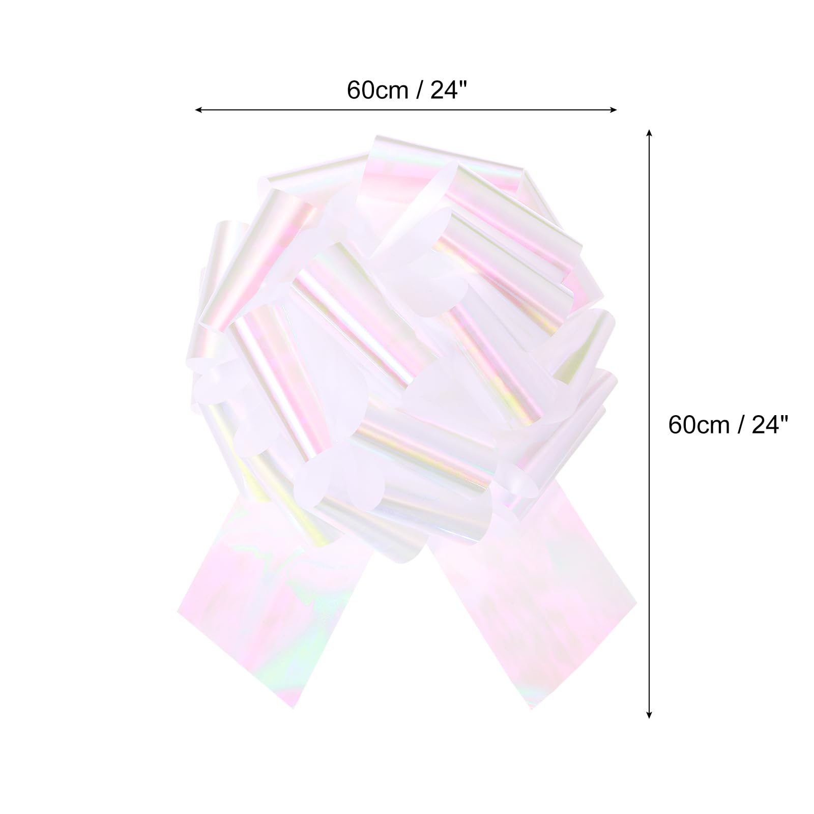 QUARKZMAN 24 Pollici Grande Fiocco Metallizzato Pull Bow per Regali Nastri per Auto Matrimonio Cesti Regali Fiocco Natalizio Colorato Bianco