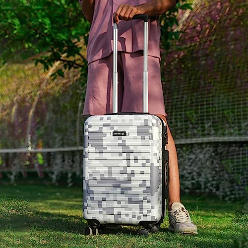 Image of THE ASSEMBLY Polycarbonate Cabin Spinner Trolley Bag Small (55 Cms)-Hard-Sided Printed Luggage For Travel With Tsa Lock-20 Inches-Grey Camouflage