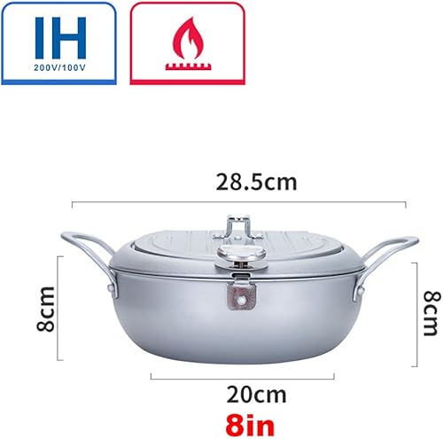 Miniatura 2 de Sartén con revestimiento antiadherente con termómetro Tempura Freidora Pot, Mini sartén profunda con escurridor Mini Sartén profunda con sartén de