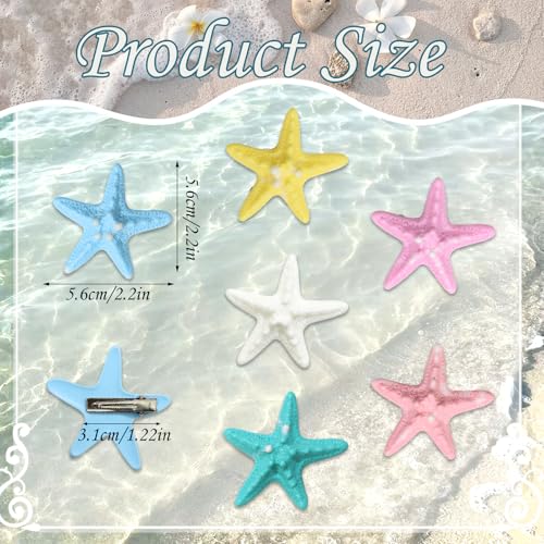 Pinzas para cabello Starfish 6 piezas colores rosa y azul miniatura 4