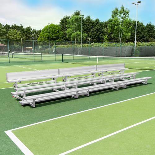 FORZA Heavy-Duty Mobile Bleachers [Optional Backrests] | Aluminum Seating for Sports Events | 2-Tier & 3-Tier Bleachers for Indoor & Outdoor Use (with Backrest, 3-Tier, Triple Bleacher)
