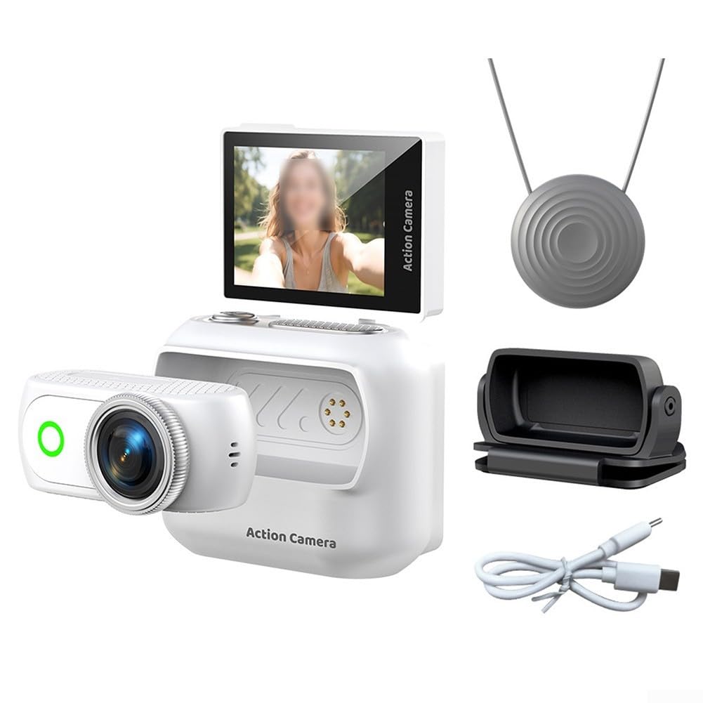 Action Camera panoramica con stabilizzazione anti-vibrazione, connettività e supporto per ciclismo, videocamera sportiva portatile compatta per avventure all'aria aperta (rosa)