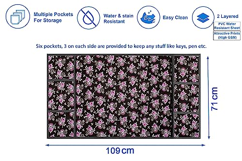 Image of The Furnishing Tree Fridge Top Cover Compatible for Samsung RR21C2F24UZ /HL, 189 LTR WxL 71x109 in CM Floral Pattern Black Purple