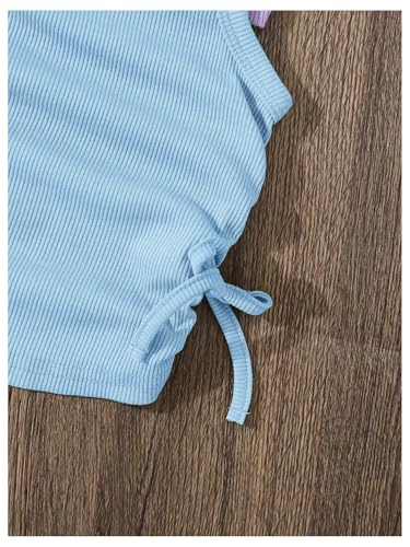 Image of OYOANGLE Toddler Girl's 4 Pack Ribbed Knit Crop Tank Tops Set One Shoulder Summer Camisole