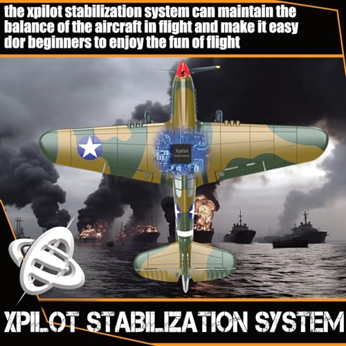 Image of RC Plane 4-CH RC Airplane - RC Airplane Ready to Fly Upgrade P-40 Warhawk Remote Control Airplanes for Beginners Adult with Beginners with Xpilot Stabilization System