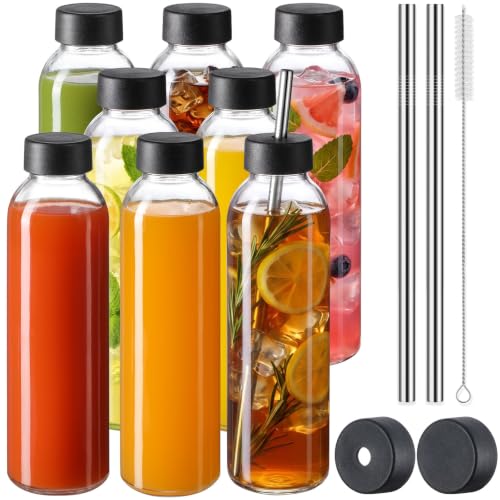 Snuvid 8-Pack 18oz Glass Juice Bottles