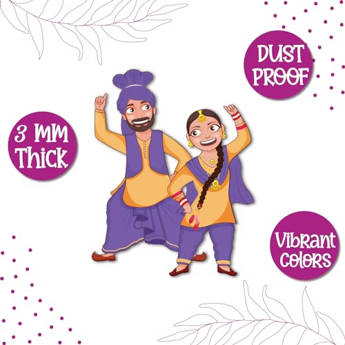 Image of Bhai Please Punjabi Traditional Couple Theme Fridge Magnet - Couple Gift