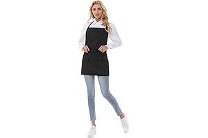 Wrap Apron: Chef Apron, 3 Pocket Waiter Apron, Adjustable Halter Apron, Extra Long Belt