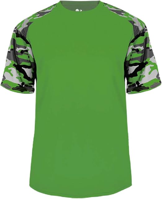 Badger Sport Lime Camo Sleeve Youth Large Clothing, Shoes