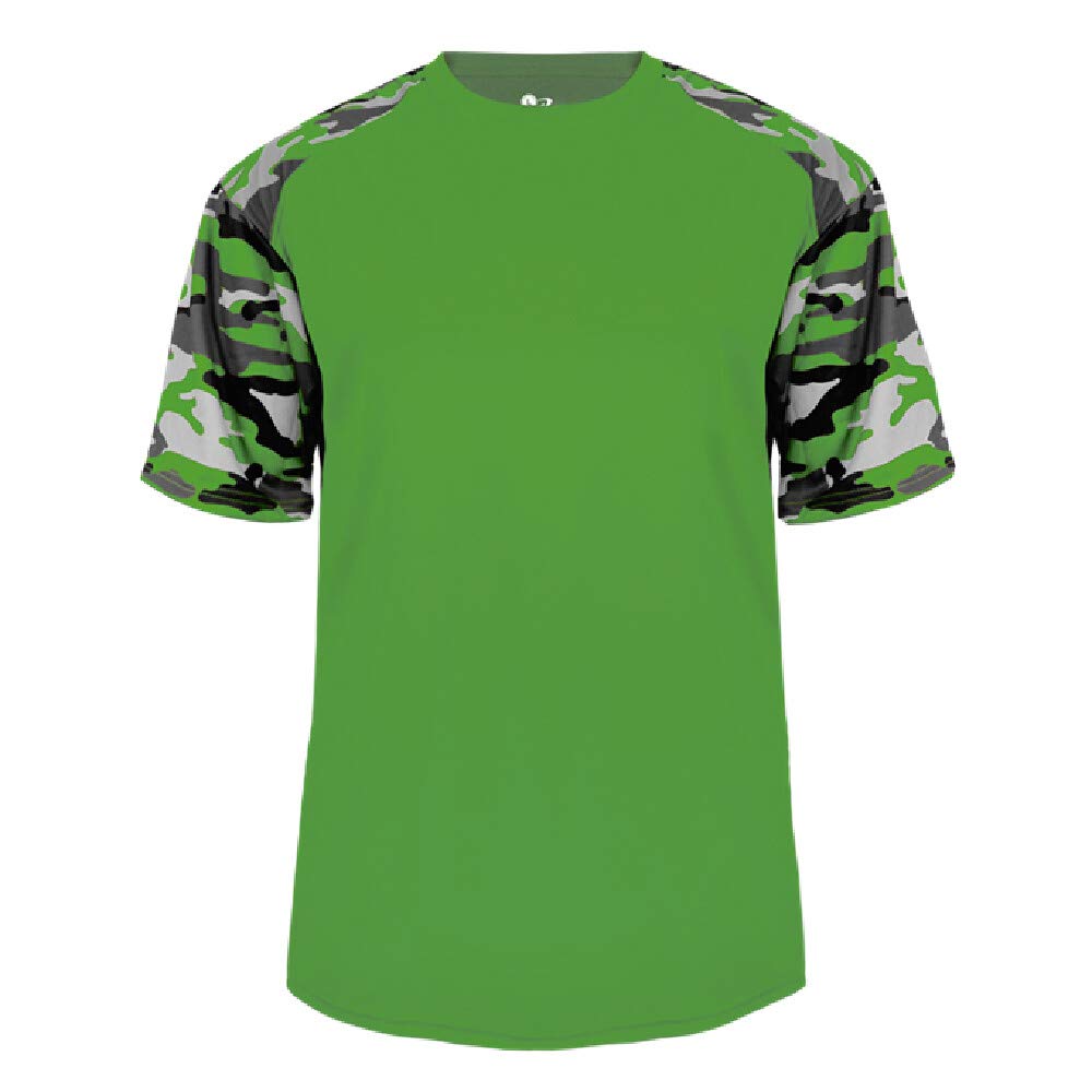 Badger Sport Lime Camo Sleeve Adult Small