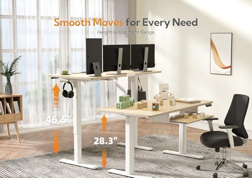 Image of Claiks Electric Standing Desk 48x24 Inches with Keyboard Tray Natural