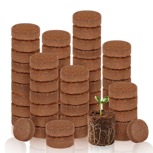 dabinzhijia 100x Kokosquelltabs, Kokos Quelltabletten mit Nährstoffen, Anzuchthilfe aus kokosfasern, Quelltabs aus Kokoserde zur Pflanzen Anzucht,