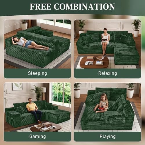 Image of 108 inch Boneless Couch for Living Room, L Shaped Modular Sectional Sofa