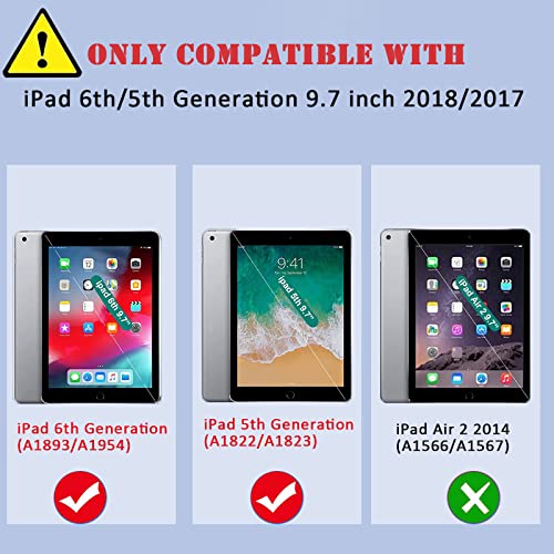 SIBEITU iPad 9.7 Case with Pencil Holder 2018/2017 | iPad 6th Generation Cases with Stand | iPad 5th Generation Case for Kids | Slim Shockproof Protective Case for iPad 9.7 inch 5th/6th Gen Green