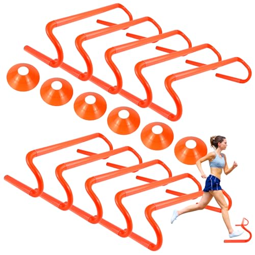 10 pcs 634 speed agility training hurdles with 6 marker cone durable detachable training equipments plyometric all speed hurdle for athletes soccer basketball football practice