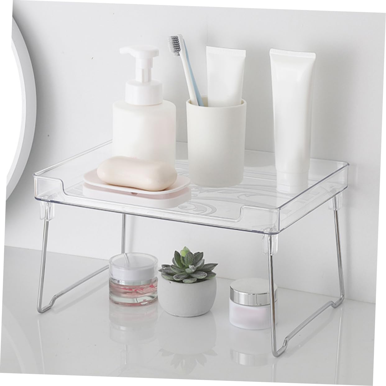 DOITOOL 2pièces Étagères à Épices Transparentes Organisateur De Rangement Pour Cuisine Salle De Bain Et Bureau Support De Comptoir Empilable Et
