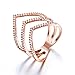 Redbarry Triple V Shaped Rings with Micro CZ Stones Paved in 18k Rose Gold Plated, Size 8