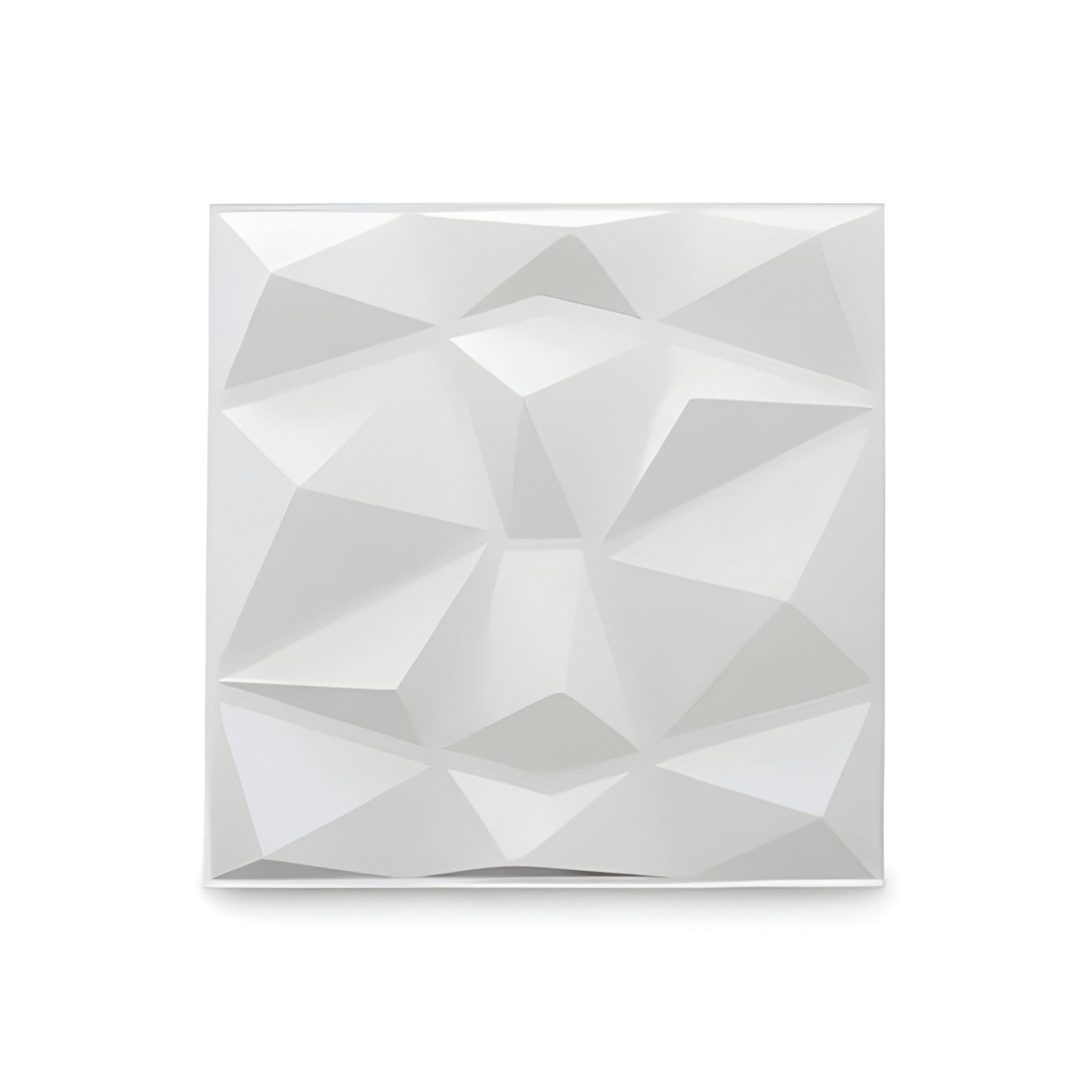 Kayra Decor 3D Wall Panel - USA Certified SGS Approved PVC Diamond Design, White Color (19.7 X 19.7, (Pack of 6) Covers 16.14 Sq. Ft.