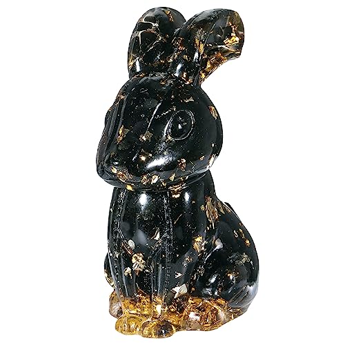 Figura de cristal conejo negro hecho a mano miniatura 1