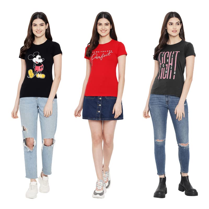 Preneum T-shirt pour femme, Noir, rouge et noir, 34