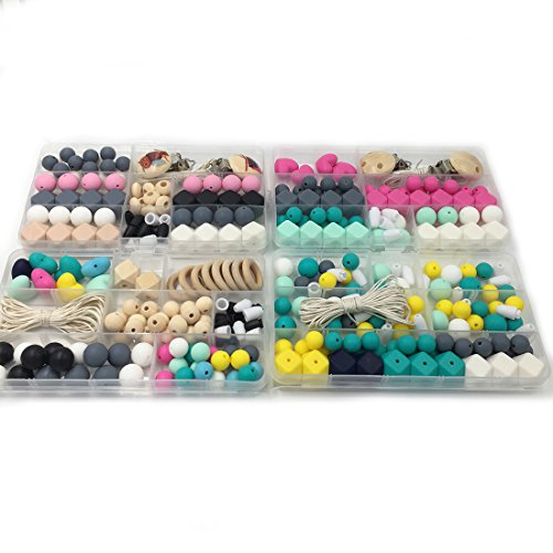 Coskiss DIY Silicone Molar Kit Color mezclado Geométrico Hexagonal Bead de silicona Alphabet Bead de silicona Número de Bead de silicona Abacus Bead de silicona Baby Teether Toy Set