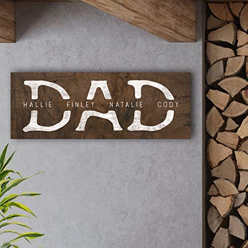 Personal Prints | DAD & Children Personalized Father’s Day Sign | Customized Gift for Dad from the Kids | Unique Custom Framed Canvas or Wood Block | Father’s Day Gift. (6.5"x18" Block Mount) - Image 3