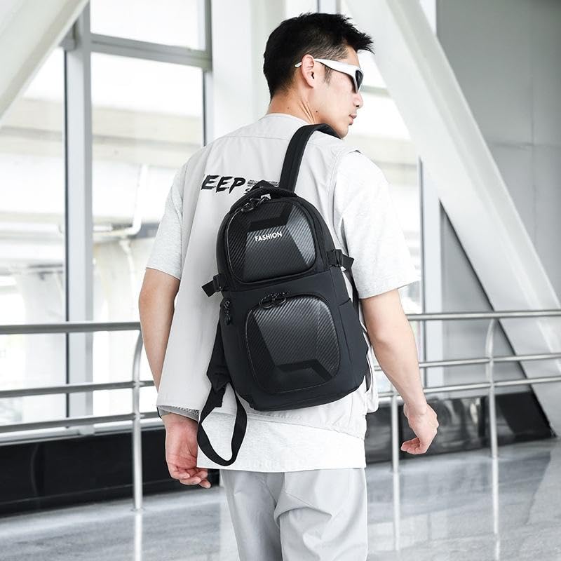 Image of SEMITO Waterproof Hard Shell Backpack for Men & Women | 20-35L Oxford Fabric Travel & College Daypack with Multi-Compartment Storage | Durable Laptop Bag for Work, Outdoor, School & Everyday Use