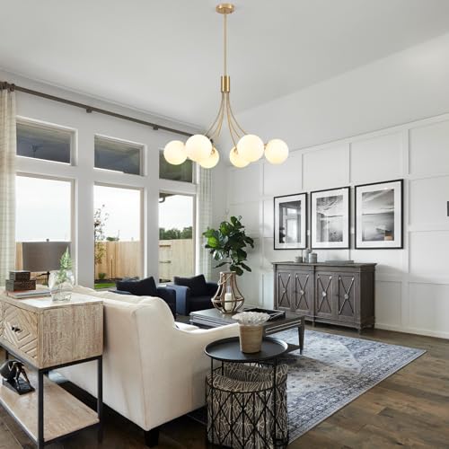Image of 32 inch Modern Mid-Century Gold Sputnik Chandelier with Milk White Glass