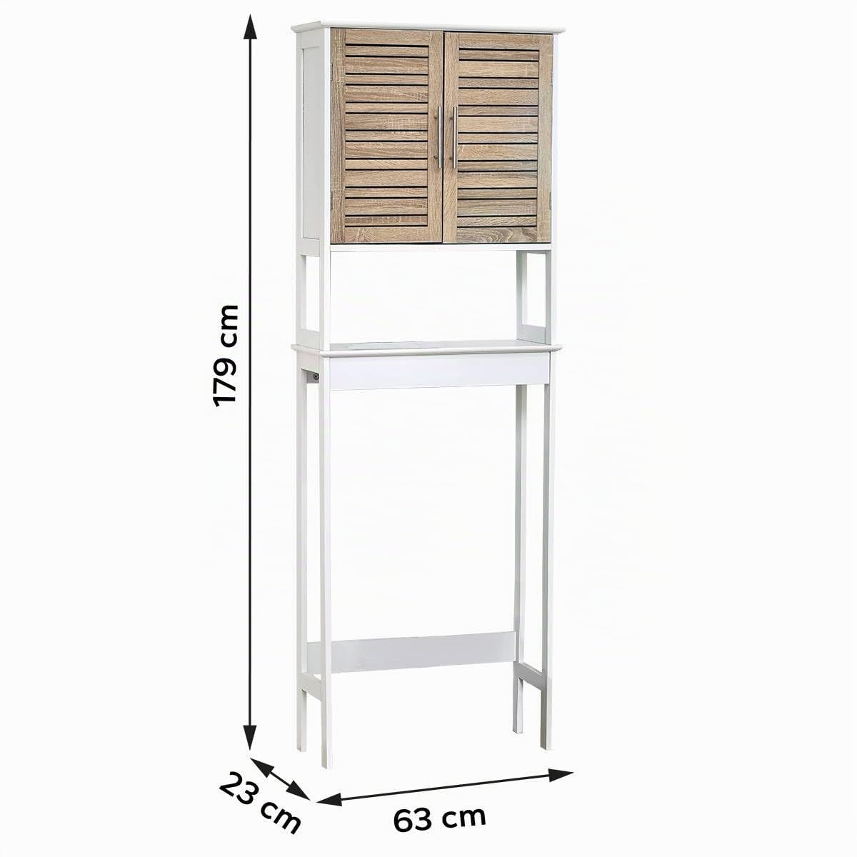 TENDANCE 9904306 Meuble dessus toilettes WC - 2 portes et 1 tablette - Aspect Chêne vieilli