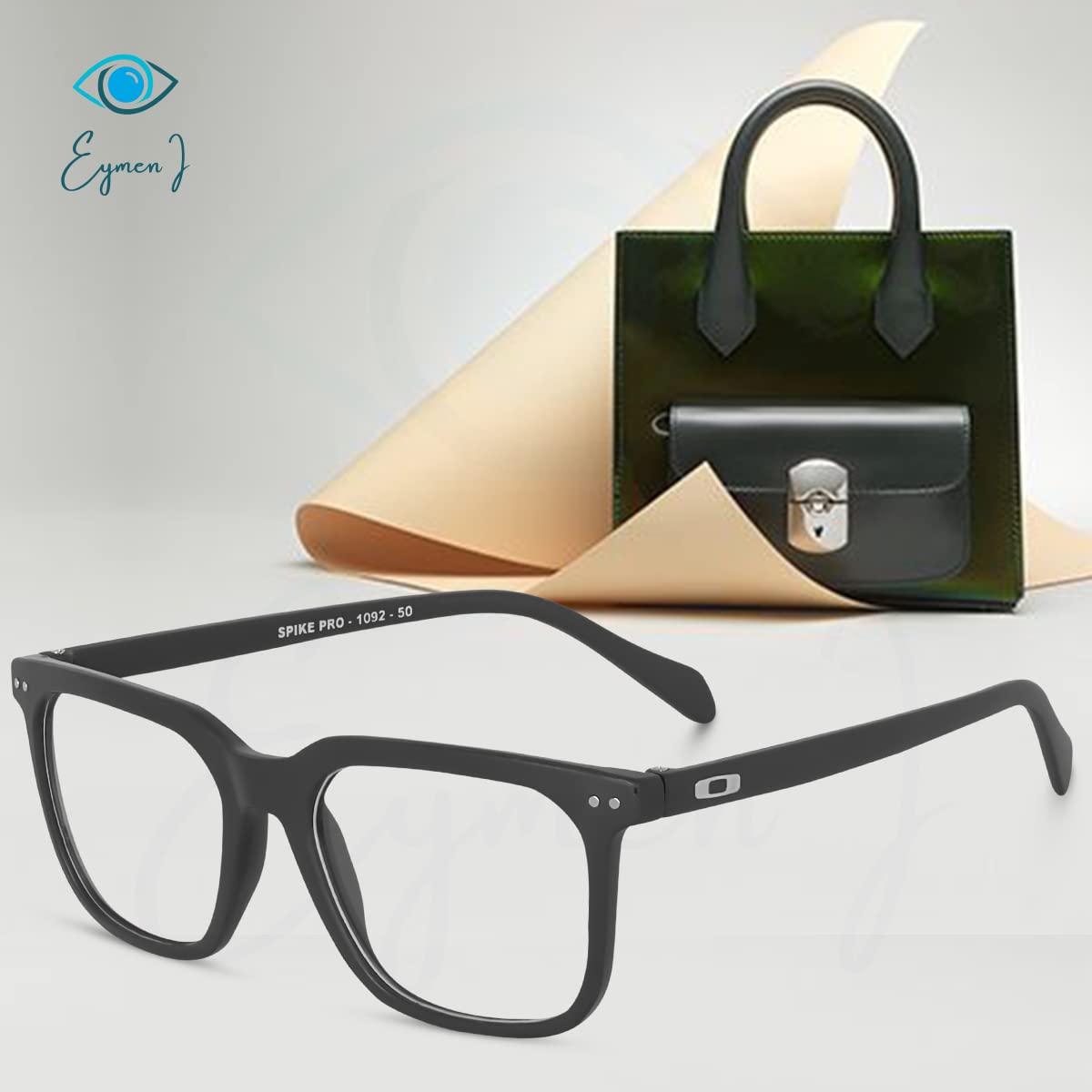 Eymen I Classic Non Prescription Clear Lens Glasses for Women Men Square Frame Eyeglasses Multiple Shades (Black) - Image 6 thumbnail