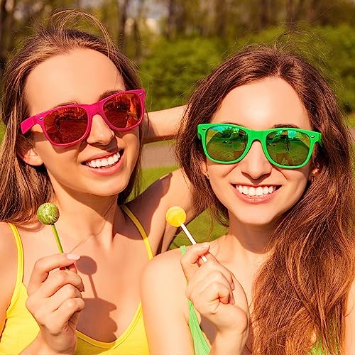 Pibupibu 10/20 Pack Wholesale Neon Party Sunglasses Bulk, Retro 80s 90s Mirror Colorful Sunglasses Party Favors Unisex4
