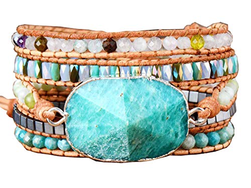 Image of Boho Wrap Bracelet for Women, Handmade Natural Imperial Jasper Multi-Layer Stone Beaded Bracelet, Bohemian Healing Crystal Stone Jewelry Gifts